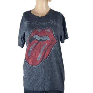 Rolling Stones Oversized Gray & Red Graphic T-Shirt